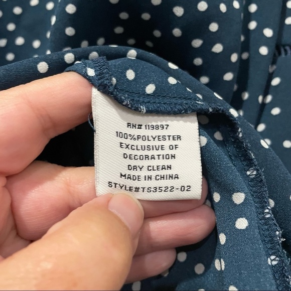Collective Concepts Medium Dark Blue White Polka Dot Cold Shoulder Career Top R - Picture 4 of 4
